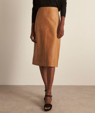Picture of KARIMA CAMEL LEATHER PENCIL SKIRT